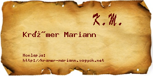 Krámer Mariann névjegykártya
