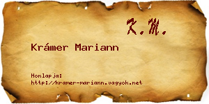 Krámer Mariann névjegykártya